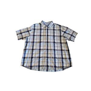 Eddie Bauer Men's Blue Gray Plaid Vintage Wash Button Up Shirt Sz XXL